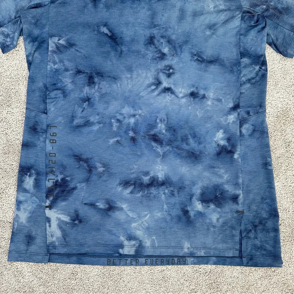 Lululemon Men’s Always Agile Short Sleeve Shirt Diamond Dye True Navy Chambray L - Picture 6 of 12